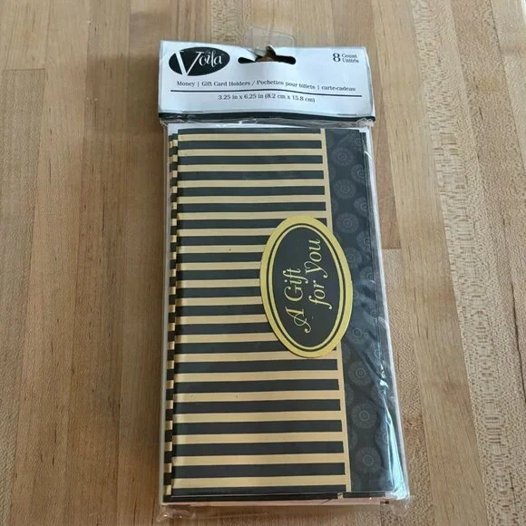 "A Gift For You" Gift Card Money Holders 8 Cards And Envelopes Black Gold Foil - Picture 1 of 4